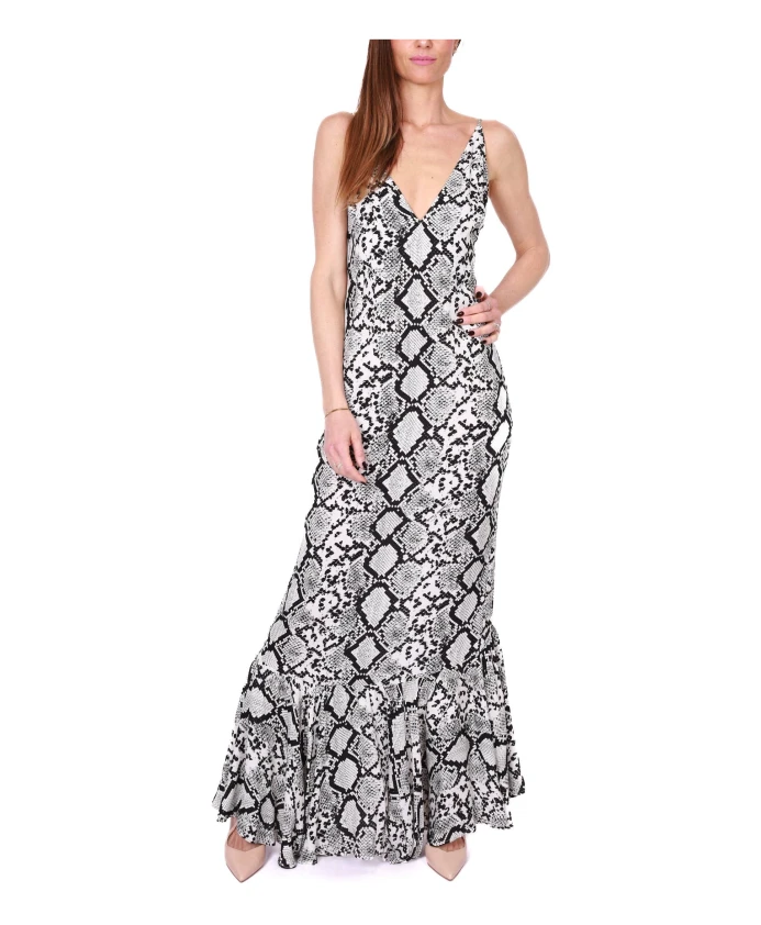

Длинное платье из жоржета с принтом под питона Elisabetta Franchi, мультиколор