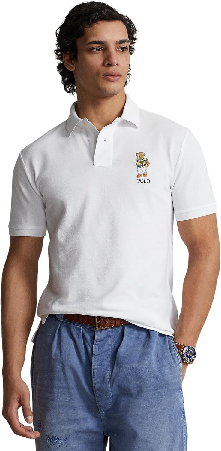

POLO RALPH LAUREN Мужская поло Custom Slim Fit с медвежонком, Sp24 White Beach Club Bear