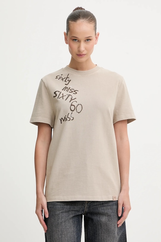 

Хлопковая футболка Miss Sixty, бежевый