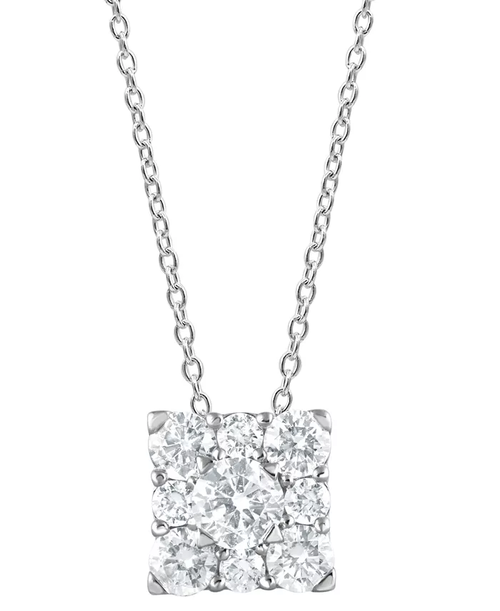 

Ожерелье с подвеской в ​​виде кластера из выращенных в лаборатории квадратных бриллиантов (1 карат) из стерлингового серебра, 16 дюймов + 2 дюйма (удлинитель) Forever Grown Diamonds