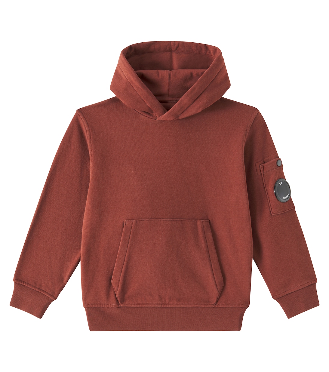 

Толстовка с капюшоном из хлопкового джерси с линзами C.P. Company Kids, Rust Red