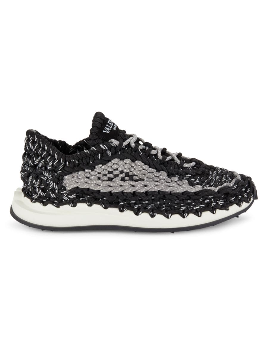 

Низкие плетеные кроссовки Valentino Garavani, цвет Nero Grey