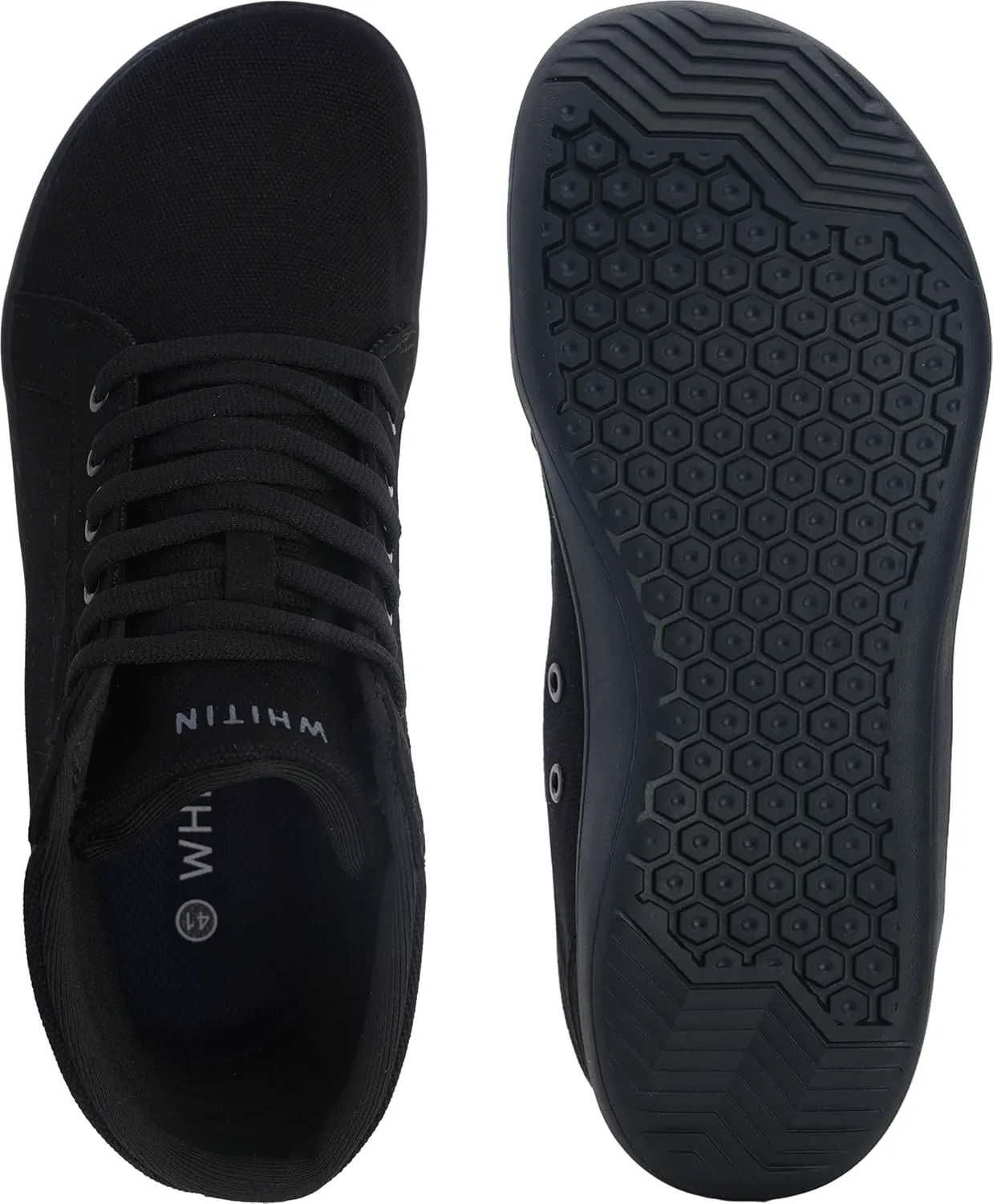 

Мужские широкие высокие минималистичные кроссовки WHITIN | Подошва с нулевым уклоном | Амортизирующая поддержка голеностопа, черный