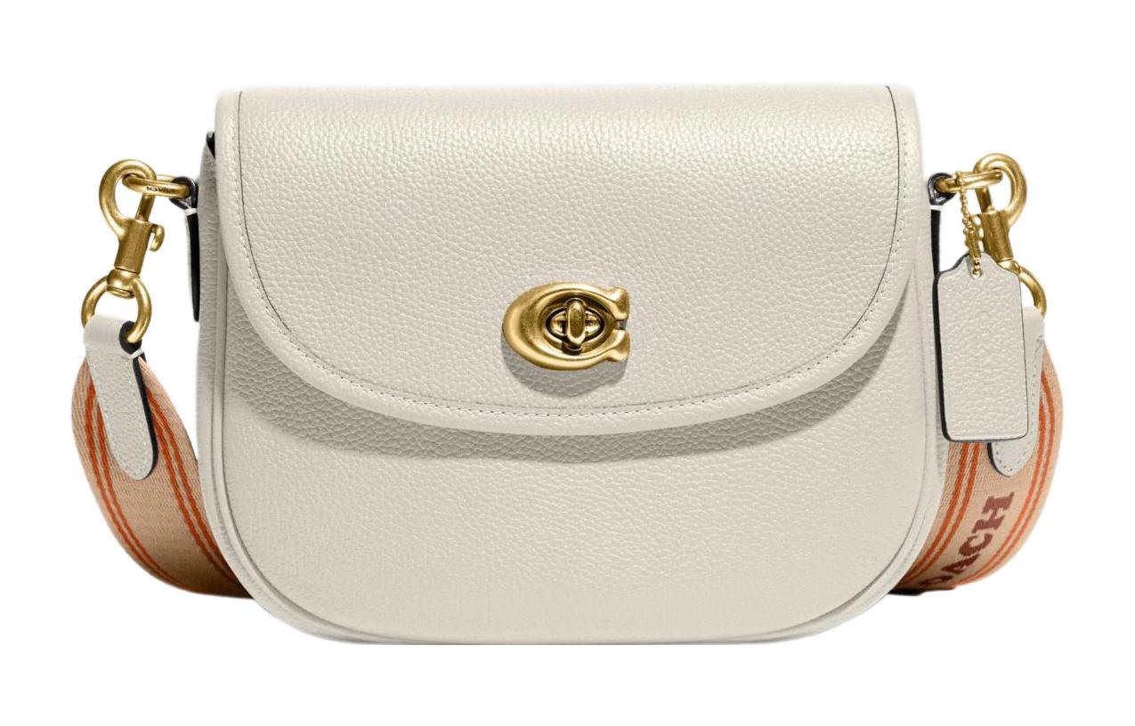 

Виллоу Кожаная Седловидная Сумка, Плечевая Сумка, Маленькая Сумка Через Плечо Женская Белая COACH