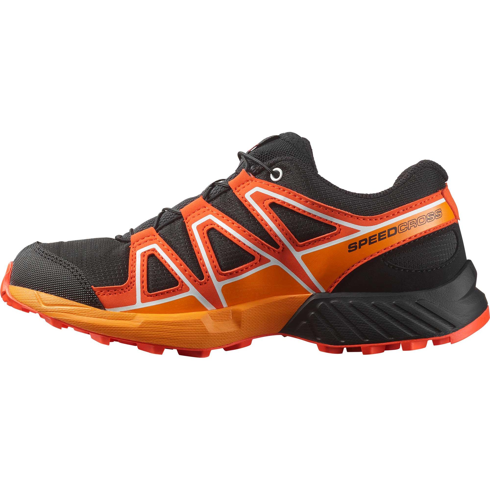 Детские походные ботинки Speedcross Salomon, Black/Cherry Tomato/Turmeric — фото 2