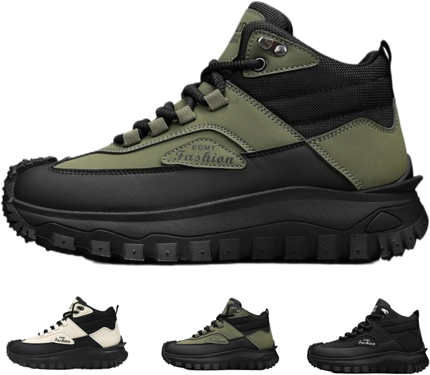 

Мужские модные водонепроницаемые походные ботинки MACEFIL, ботинки до щиколотки, противоскользящие, дышащие, для трекинга и кемпинга для мужчин, черный/зеленый