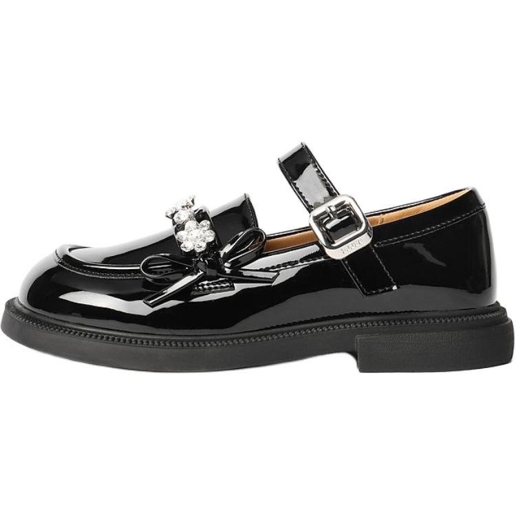 

Износостойкие низкие кожаные детские туфли детские BELLE, черный