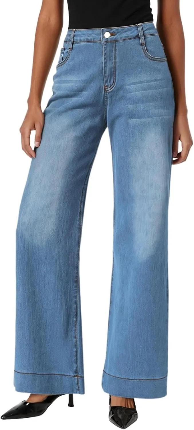 

Джинсы для женщин High Waisted Stretchy Straight Wide Leg XovLAHzY