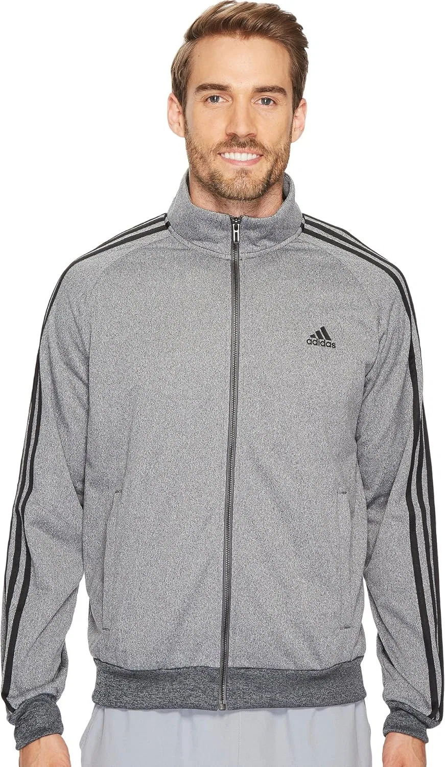 Трековая куртка с тремя полосками, adidas, Solid Grey/Black