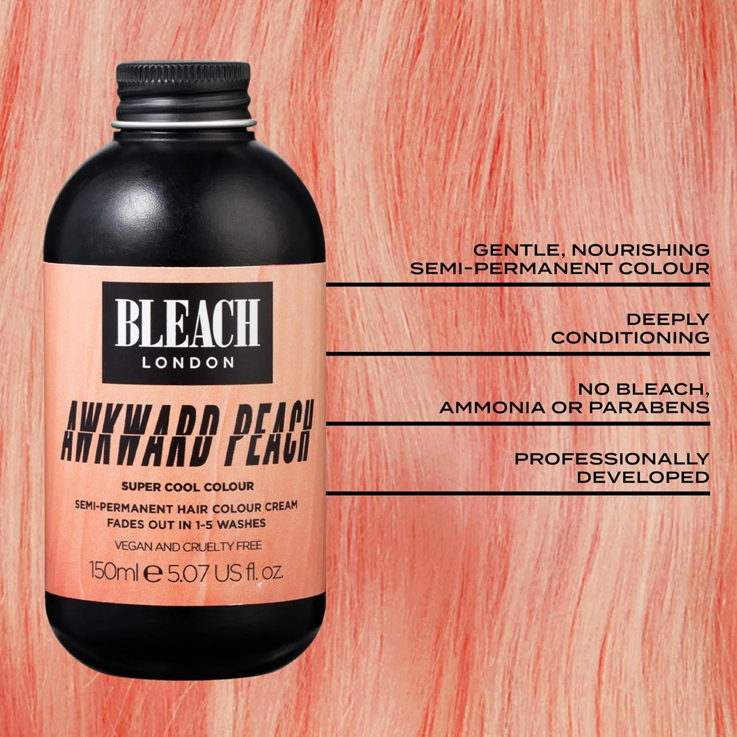 Полуперманентная краска для волос Bleach London Awkward Peach, 150 мл Bleach London, Peachy Gold — фото 4
