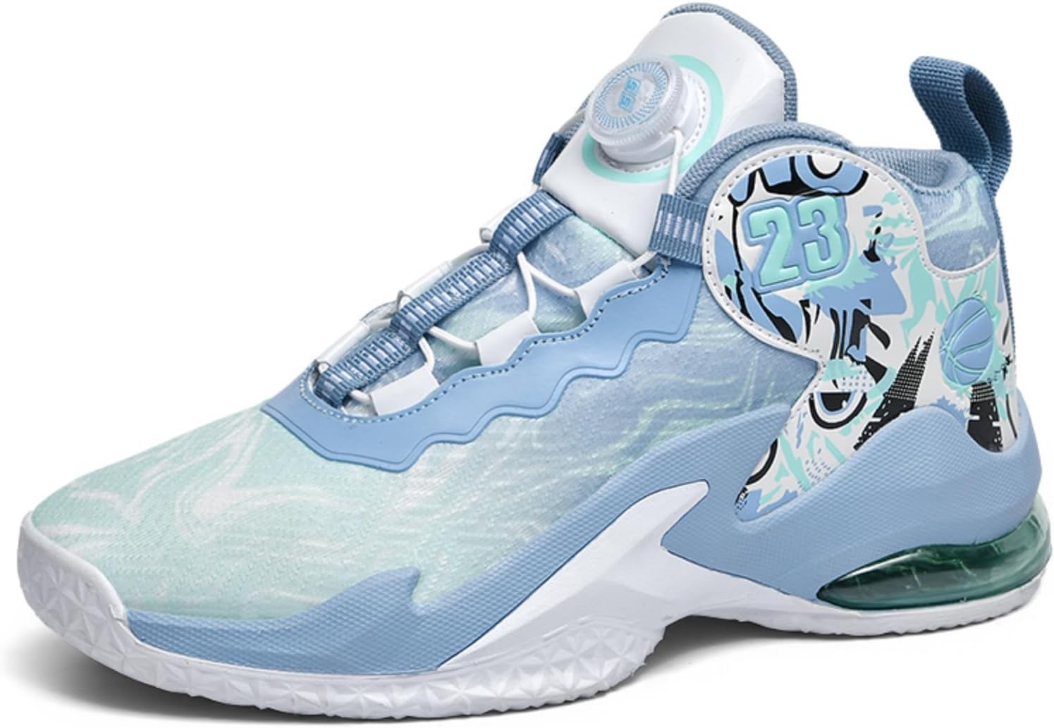 

Мужские дышащие баскетбольные кроссовки с сеткой и шнуровкой, модные высокие, нескользящие, повседневные, для спортзала, тенниса и бега Boaobaihuo, синий