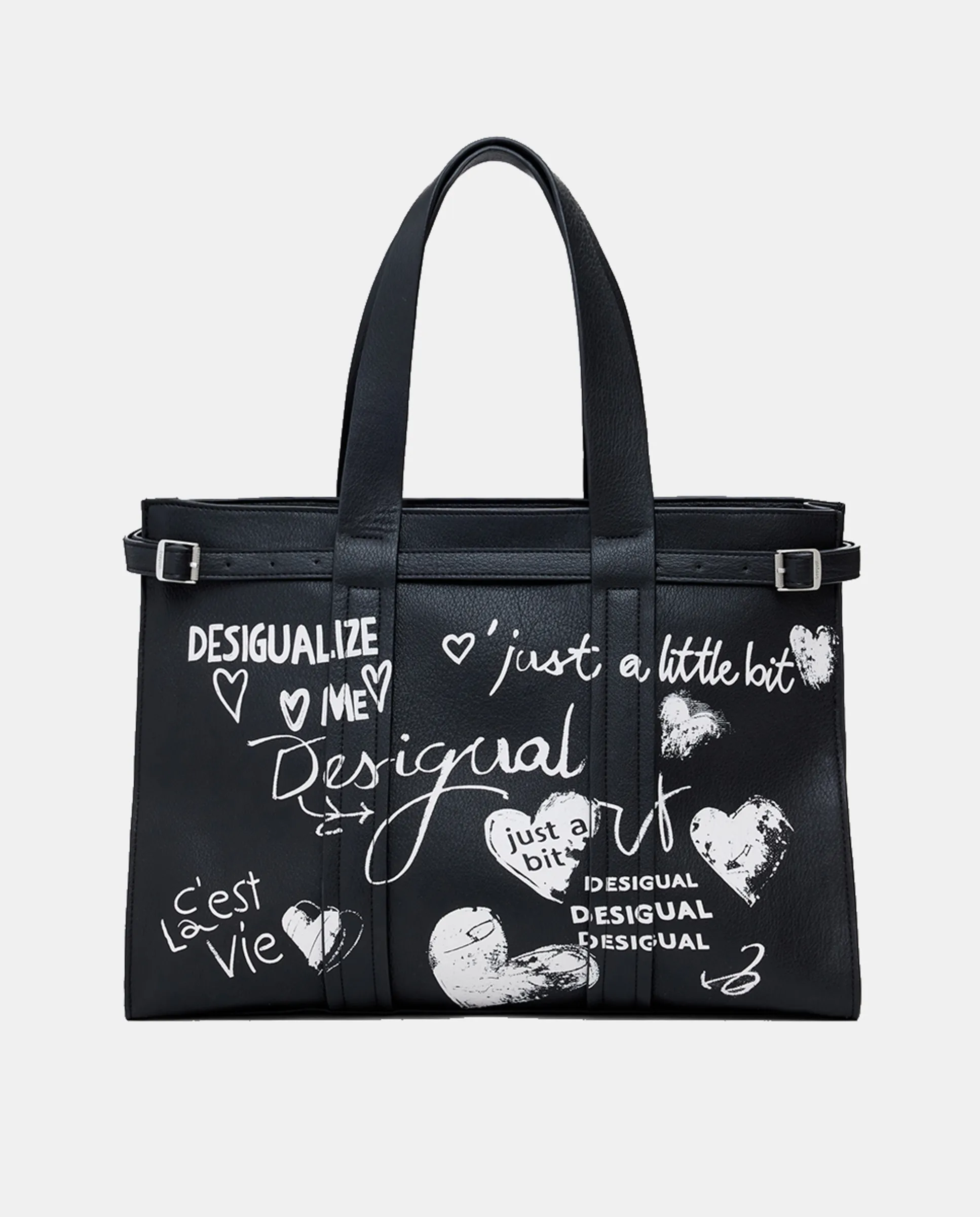 

Сумка-шоппер с эффектом кожи и крупными буквами Desigual, черный