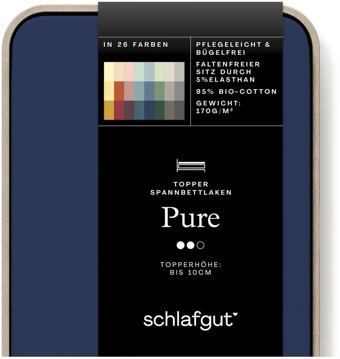 

Простыня Schlafgut "PURE TOPPER" хлопковая 140-160х200-220 см, 1 шт., синий