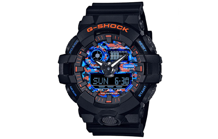 

CASIO Мужские часы GA-700CT-1ADR с двумя жидкокристаллическими/аналоговыми дисплеями, черные
