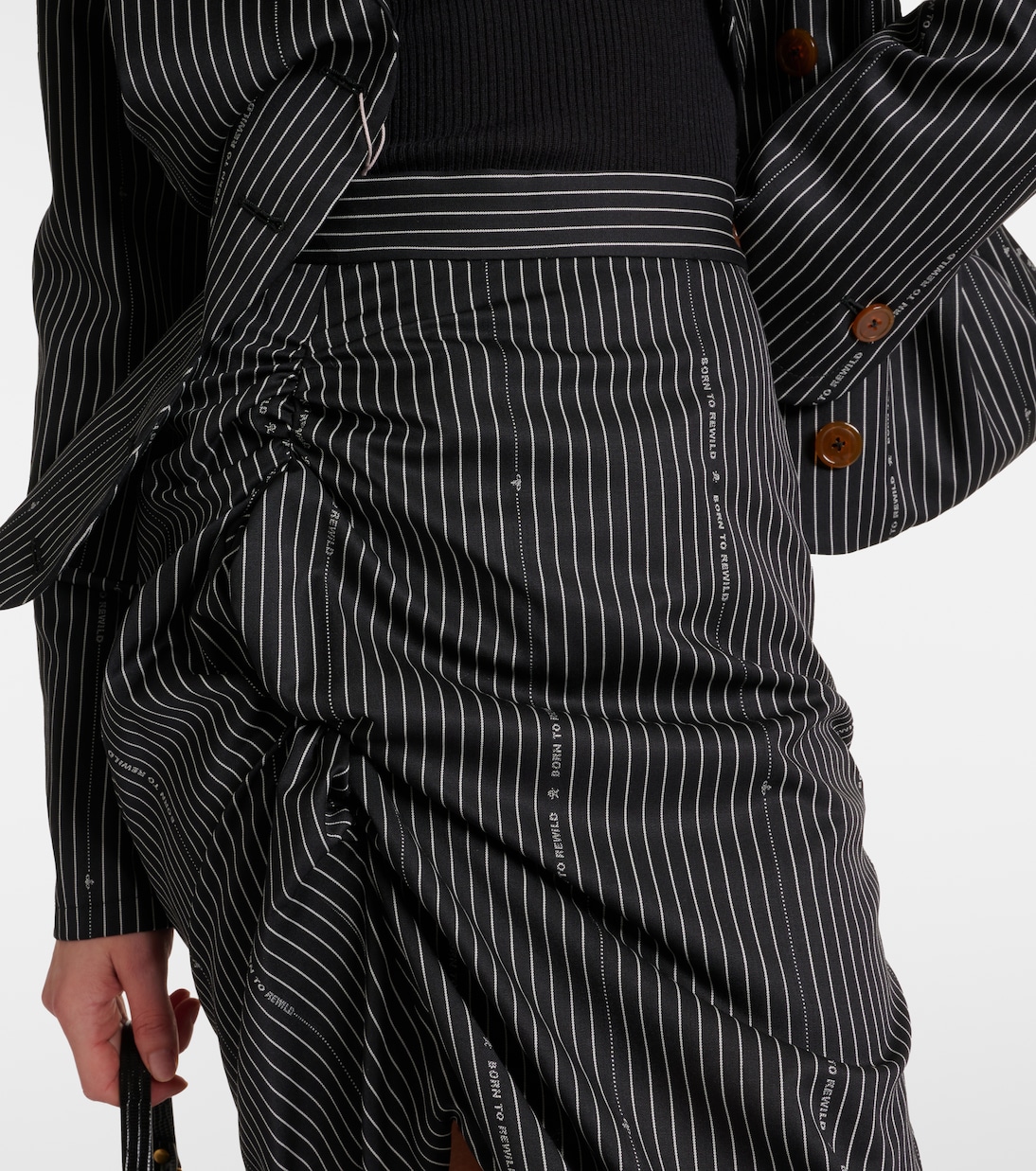 Юбка миди из шерсти и хлопка в тонкую полоску Vivienne Westwood, Black White — фото 4