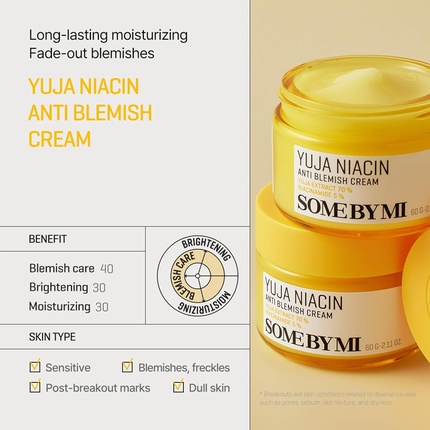 Крем для лица Some By Mi — Против пятен Yuja Niacin Ежедневный увлажняющий с % ниацинамида Улучшенный уход за кожей, 60 мл — фото 3