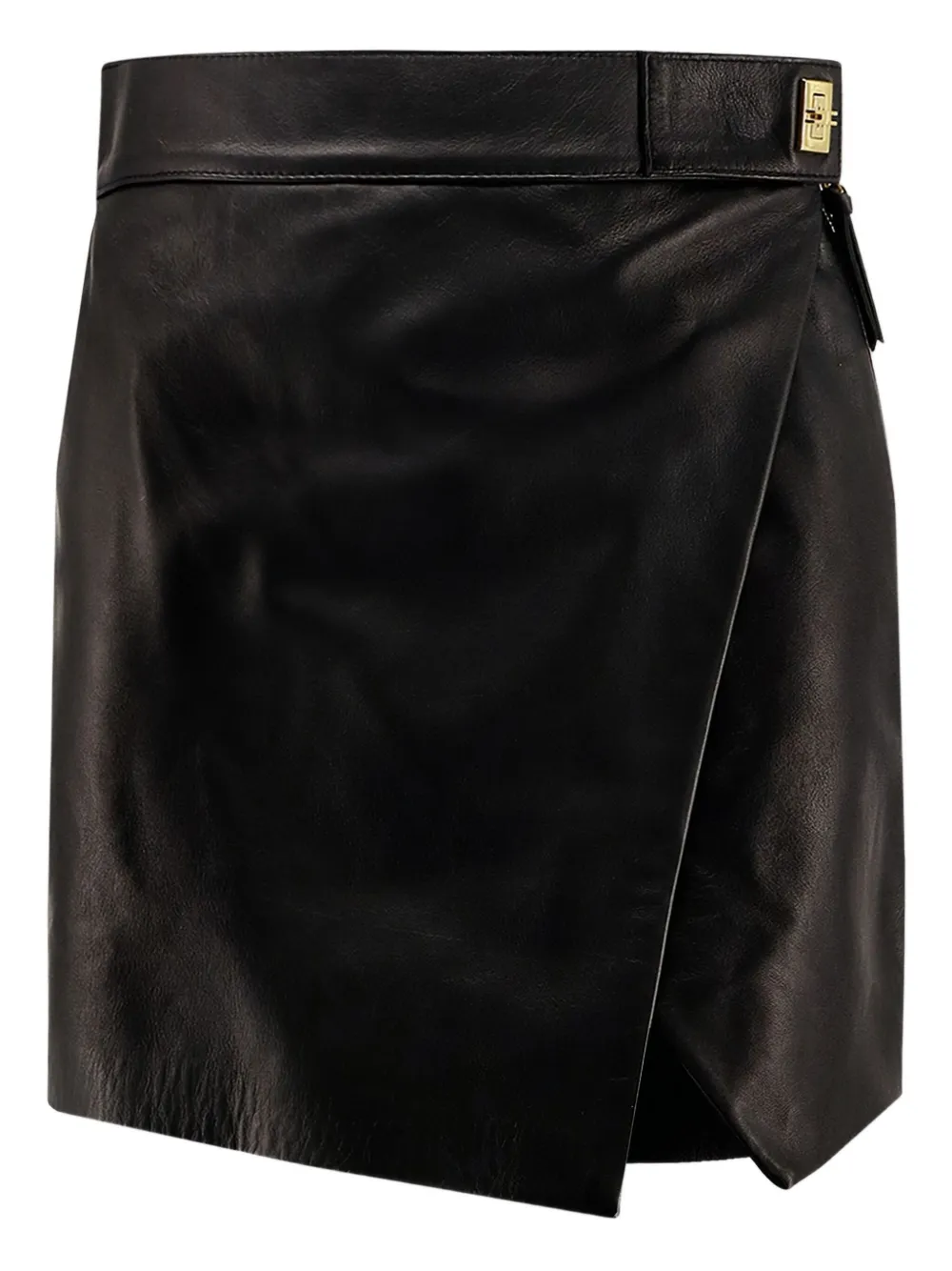 

Кожаная юбка на молнии Elisabetta Franchi, черный