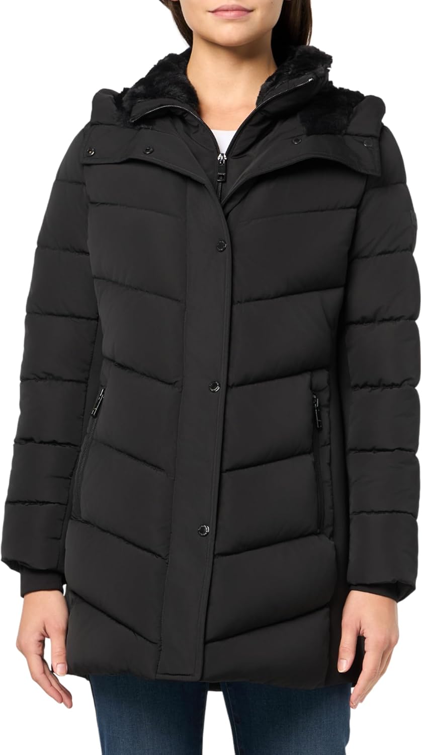 

Calvin Klein Женская удлиненная пуховая куртка с нагрудником, Black