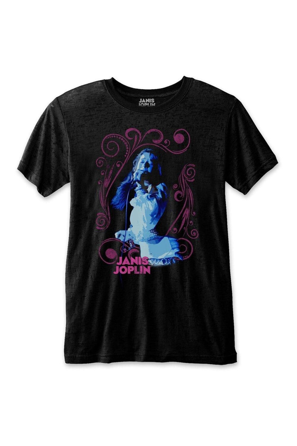 

Футболка с цветочной рамкой Janis Joplin, черный