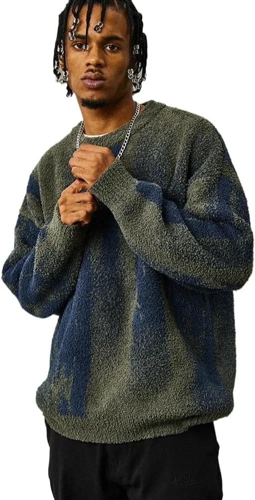 

Мужской свитер Y2K в полоску, свободный, оверсайз TOVPAO