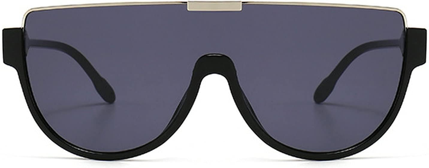 

Большие солнцезащитные очки для женщин и мужчин, роскошные очки-маска в крупной оправе, защитные очки с плоской верхней частью, прозрачные очки для защиты глаз от УФ-излучения UV400 mincl, Black