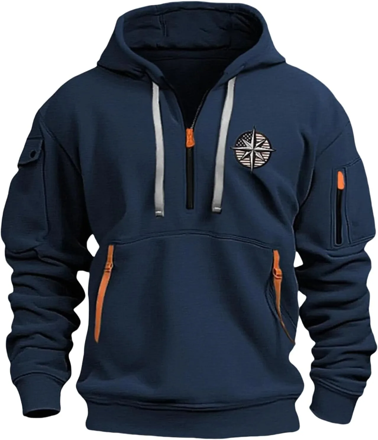 

Толстовка с капюшоном evzosrz для мужчин, четверть молнии, с длинным рукавом и карманами