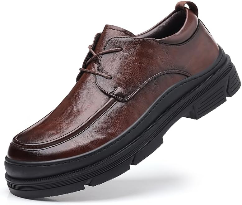 

Мужские классические деловые кожаные туфли с круглыми носками, ручной работы, винтажной текстуры и шнуровкой Tgrnfhkpyy, коричневый