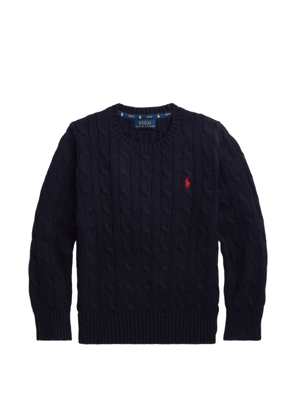 Свитер крупной вязки с вышитым логотипом Polo Ralph Lauren Kids, синий