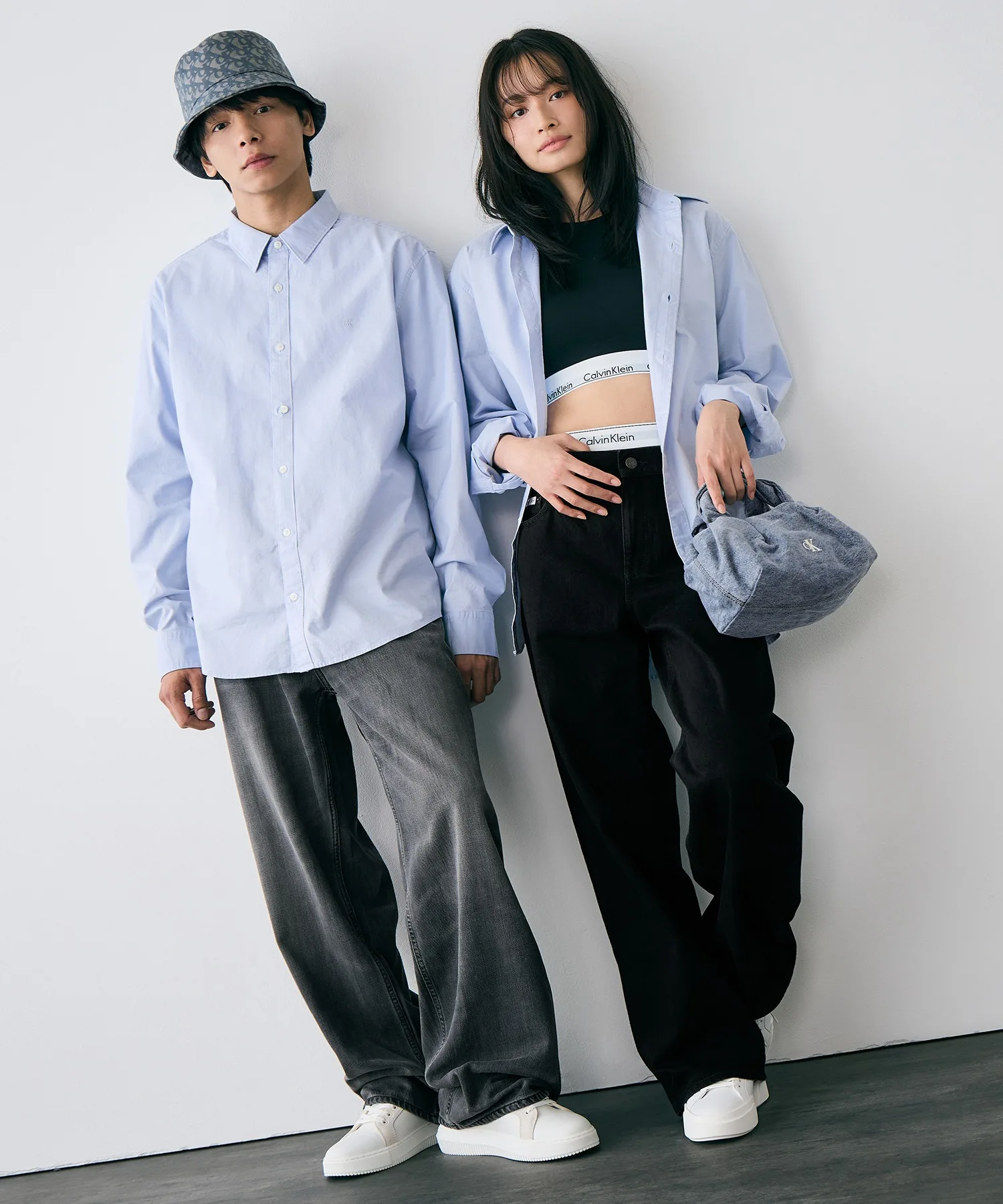 Унисекс рубашка Calvin Klein из хлопка, классический крой, синяя