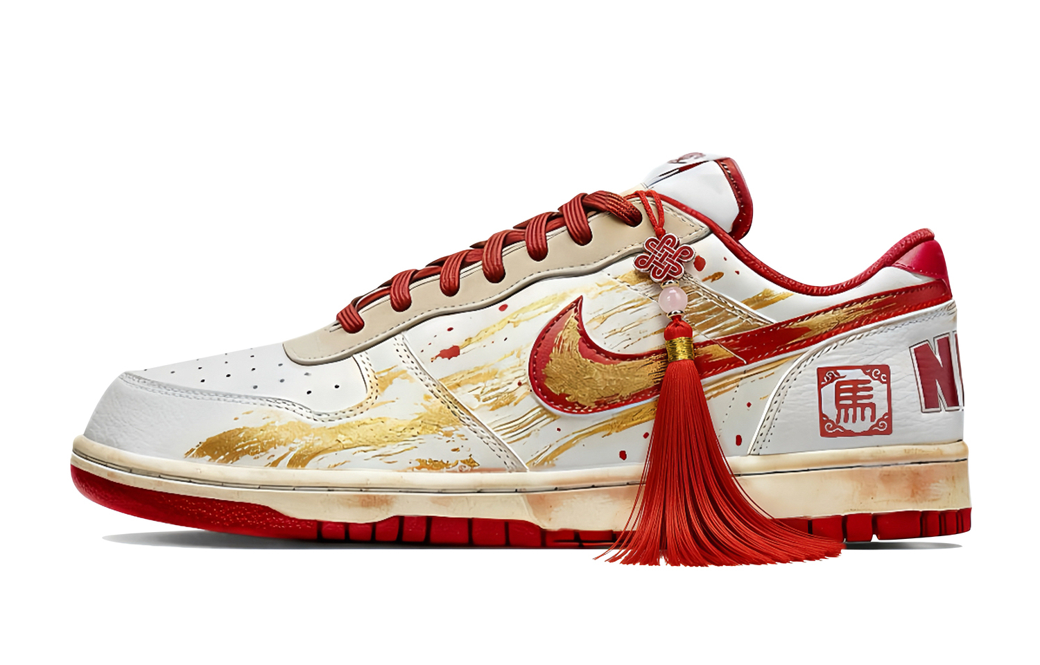 Nike Большие устойчивые к истиранию дышащие низкие кроссовки для скейтбординга Unisex белые красные — фото 3