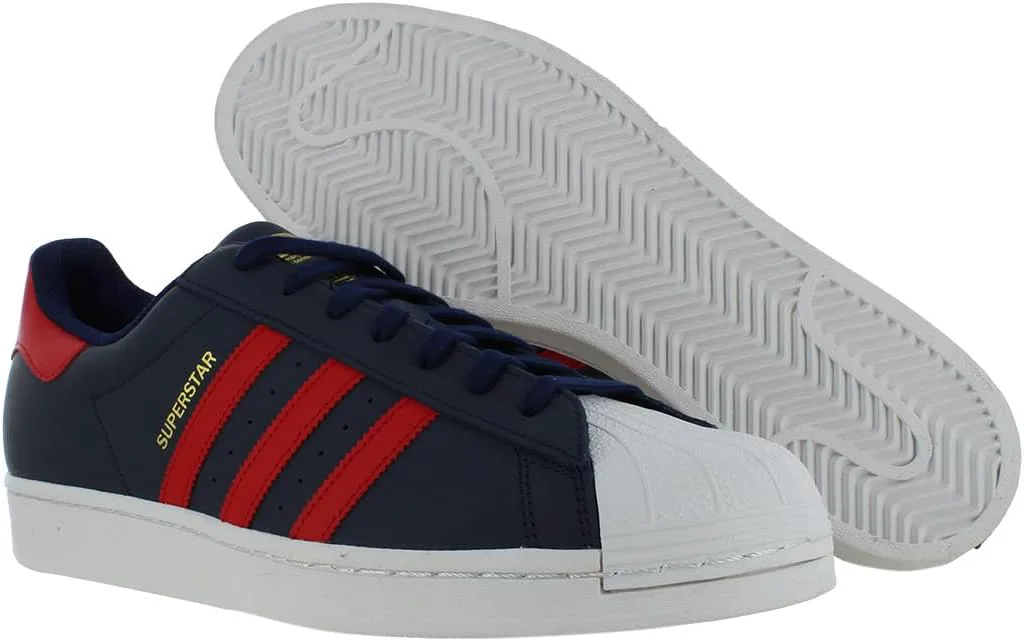 Мужские кроссовки Adidas Superstar на шнуровке, черный/красный — фото 4