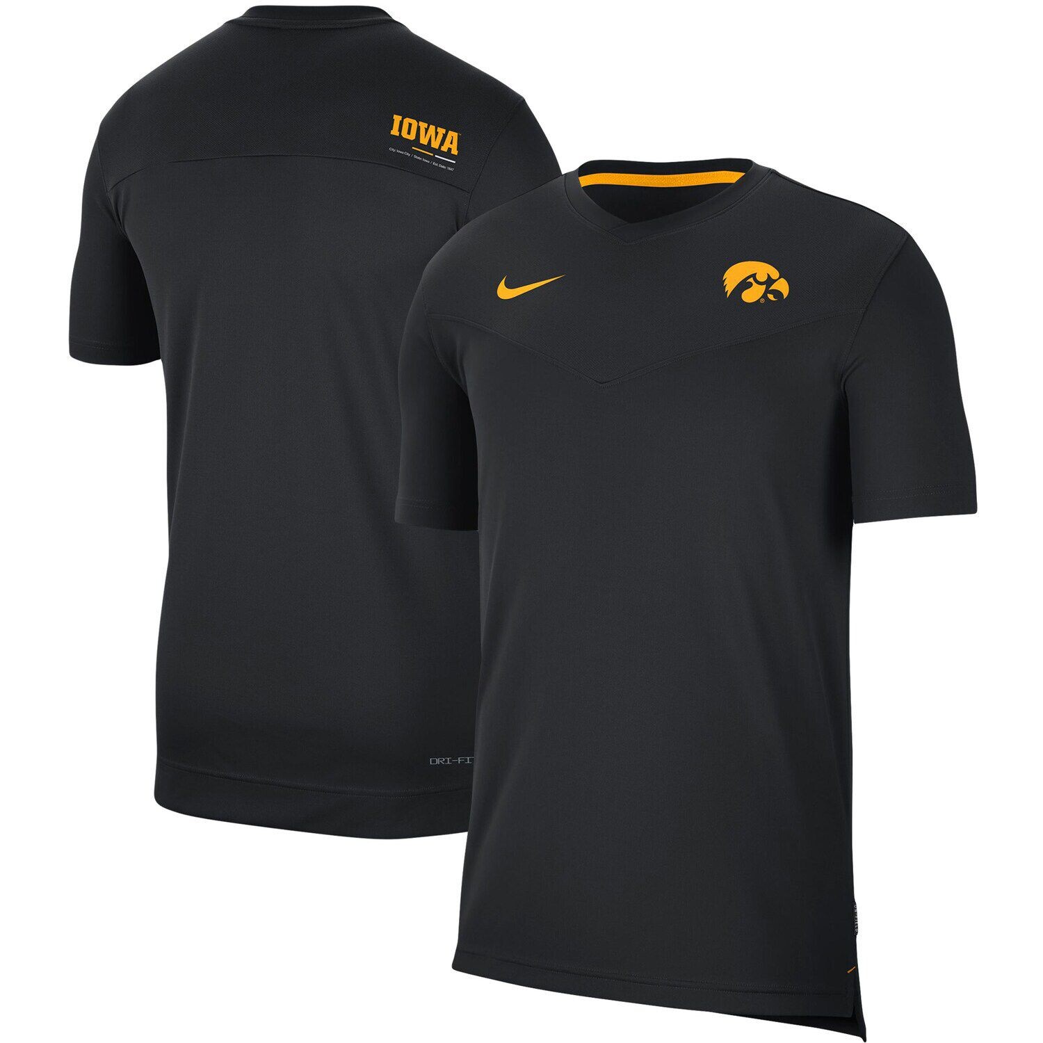 

Мужская черная футболка Iowa Hawkeyes Coach UV Performance Nike, Черный, Мужская черная футболка Iowa Hawkeyes Coach UV Performance Nike