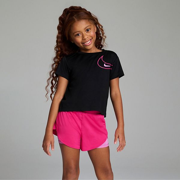 

Футболка dri-fit и шорты twofer swing для девочек 4-6x, 2 предмета Nike