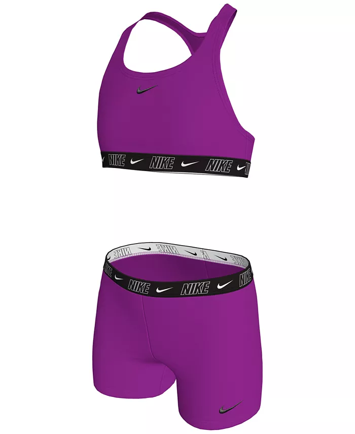 

Купальник Big Girls Racerback Top & Shorts, 2-предметный комплект Nike, фиолетовый