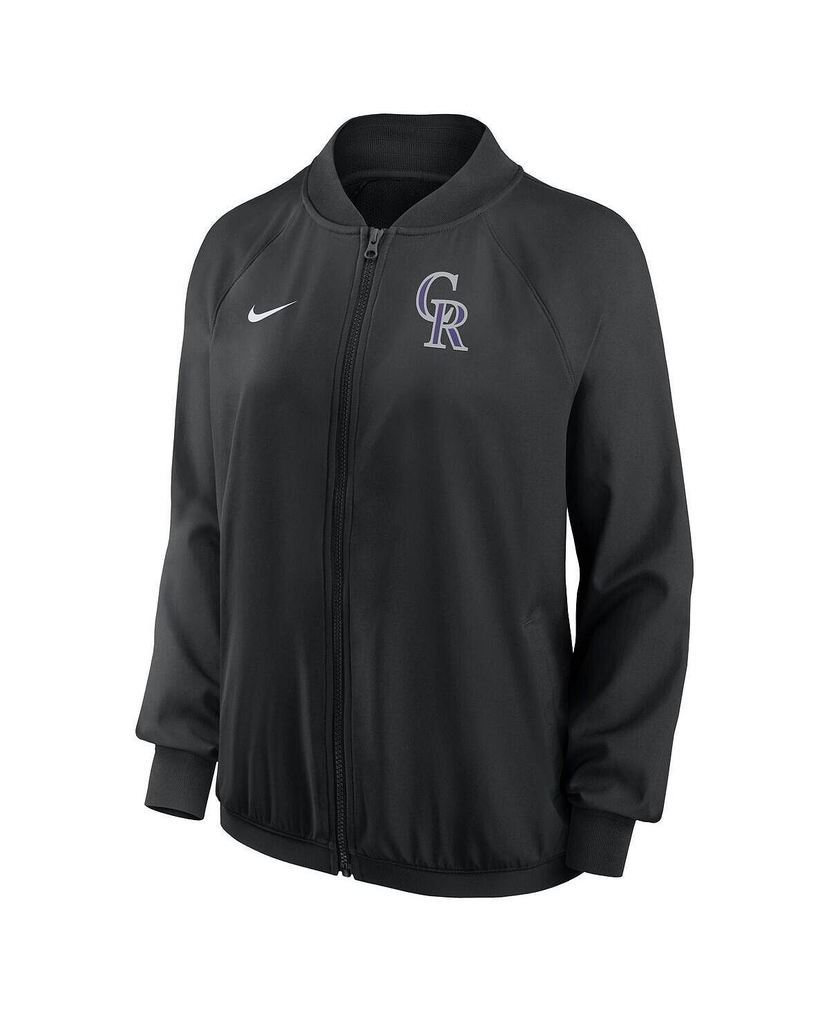 Черная женская куртка с молнией во всю длину Colorado Rockies Authentic Collection Team Raglan Performance Nike, черный — фото 3