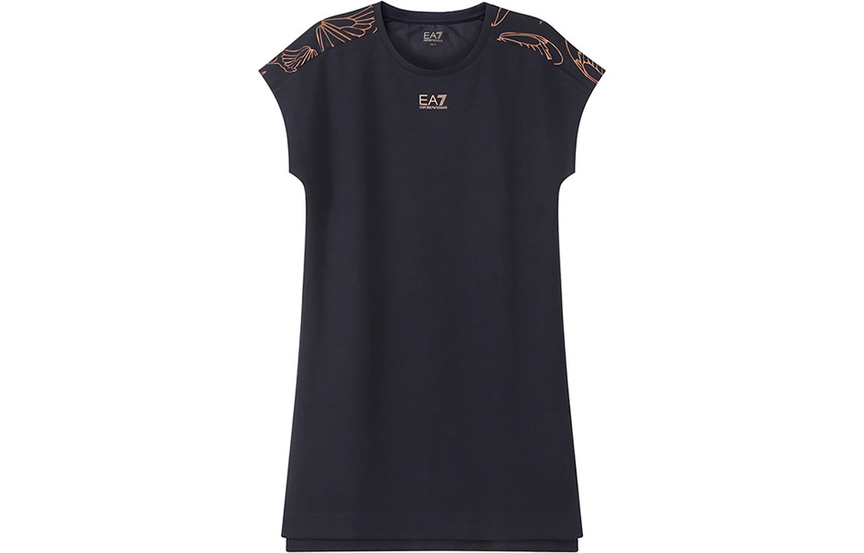 EMPORIO ARMANI EA7 Платья с коротким рукавом женские синий черный — фото 3