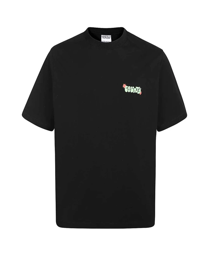 

Футболка из органического хлопка с ребристым воротником Marcelo Burlon, черный