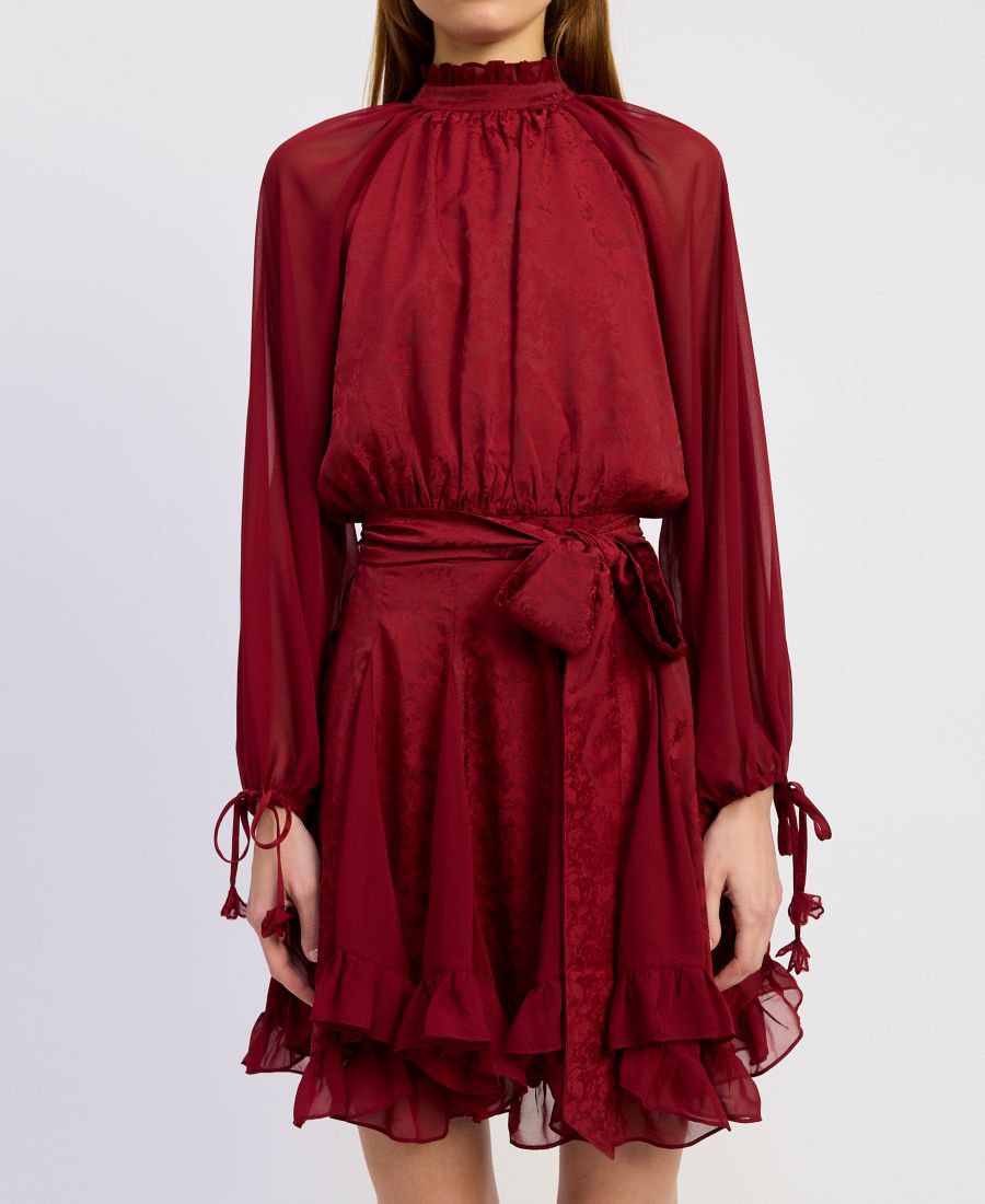 

Женское мини-платье Annalis с длинными рукавами, выполненное из смешанных материалов En Saison, Deep Crimson