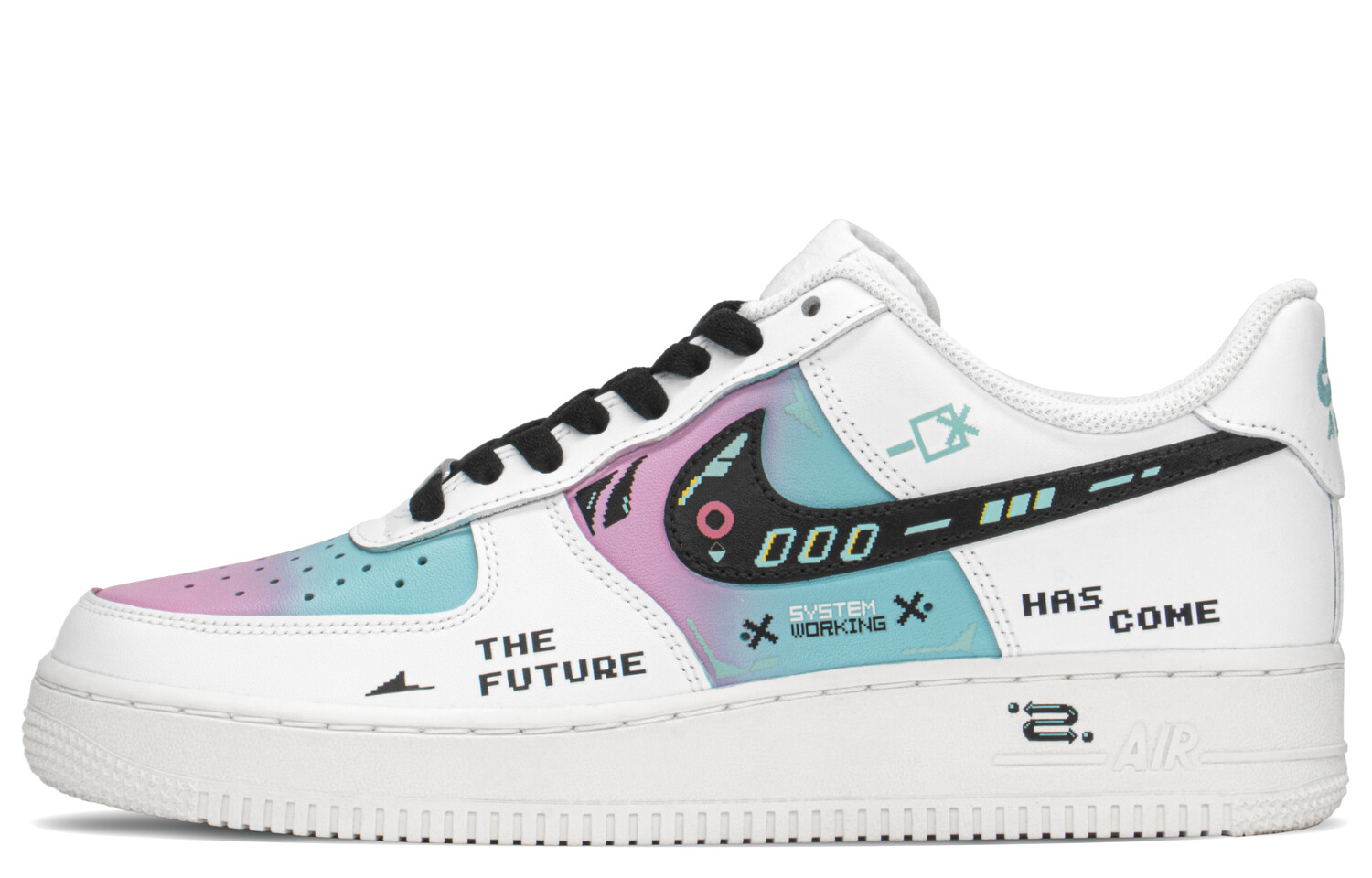 

Кроссовки Nike Air Force 1 Skateboard Shoes Men Low-Top Black, White, Blue/Pink