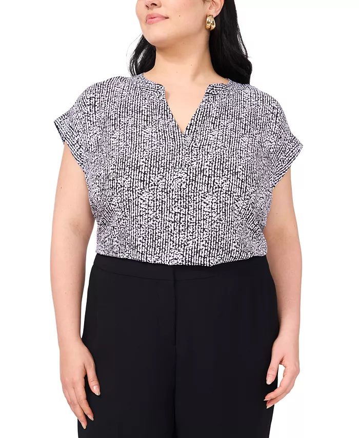 

Женский топ с разрезом на горловине и короткими рукавами Plus Size Vince Camuto, черный