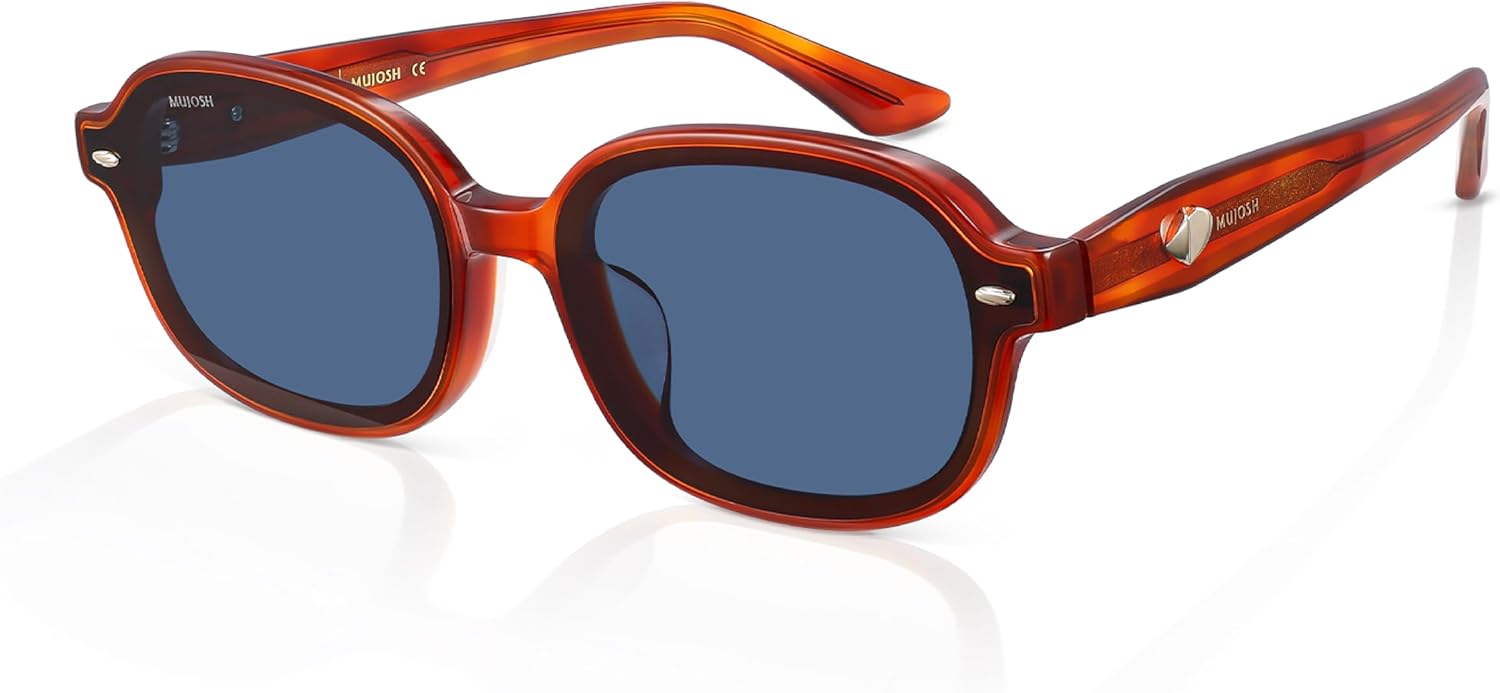 

MUJOSH Модные ретро-солнцезащитные очки в стиле 90-х и Y2K, прямоугольные, поляризованные, для женщин и мужчин, эксклюзивный бренд очков EssilorLuxottica, Tortoise/Pure Blue