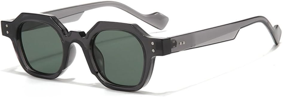 

Женские солнцезащитные очки в стиле ретро Polygon 2027, защита от УФ-излучения UV400, модные панк-очки с заклепками, мужские очки с прозрачными линзами в оправе MTZJH, Grey Dark Green