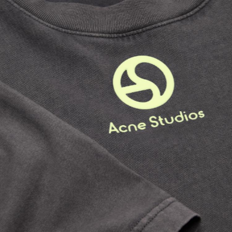 Футболка из органического хлопка с принтом логотипа Acne Studios, серый — фото 4