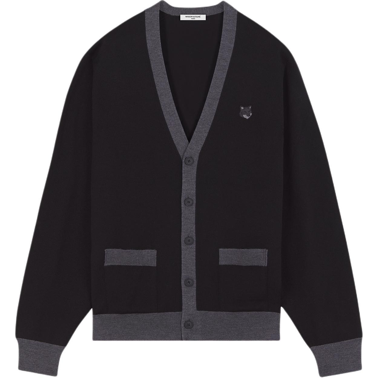 

Кардиган V-образного выреза с аппликацией в виде головы лисы Maison Kitsune, черный