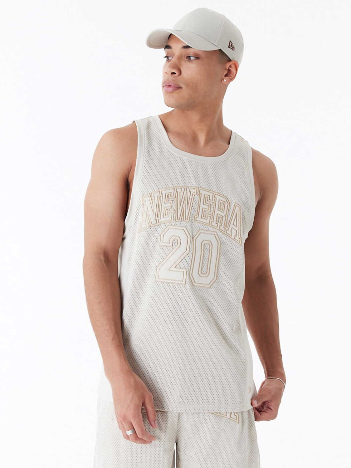 

Майка New Era NE ARCH LOGO MESH TANK STNSTN, бежевый
