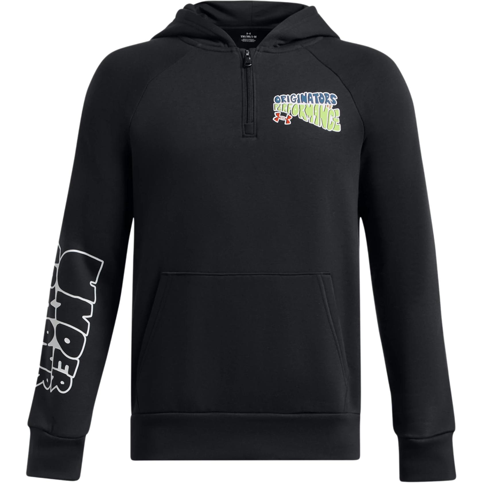 Under Armour Толстовка Rival Fleece Sketch Pack с молнией ¼, черная, для подростков — фото 3