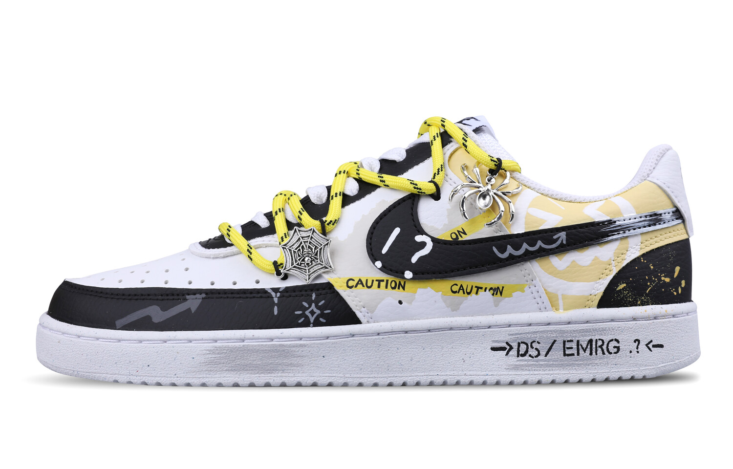 

Кроссовки для скейтборда Court Vision 1 мужские низкие черный/белый желтый Nike