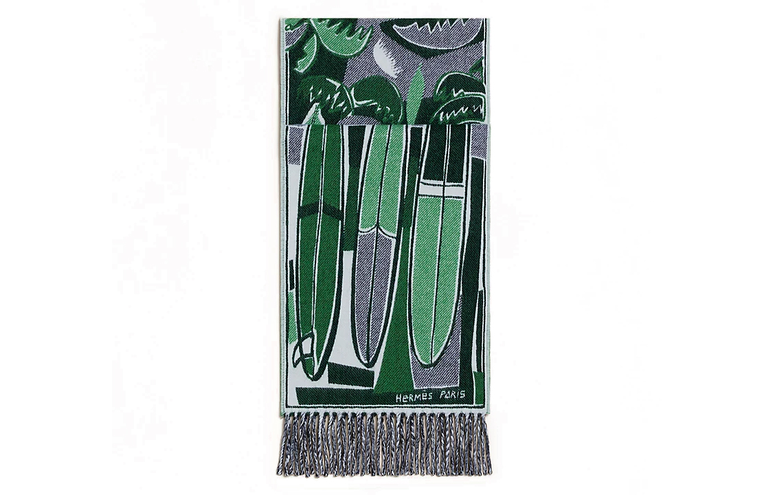 

HERMES Вязаный шарф мужской, Green