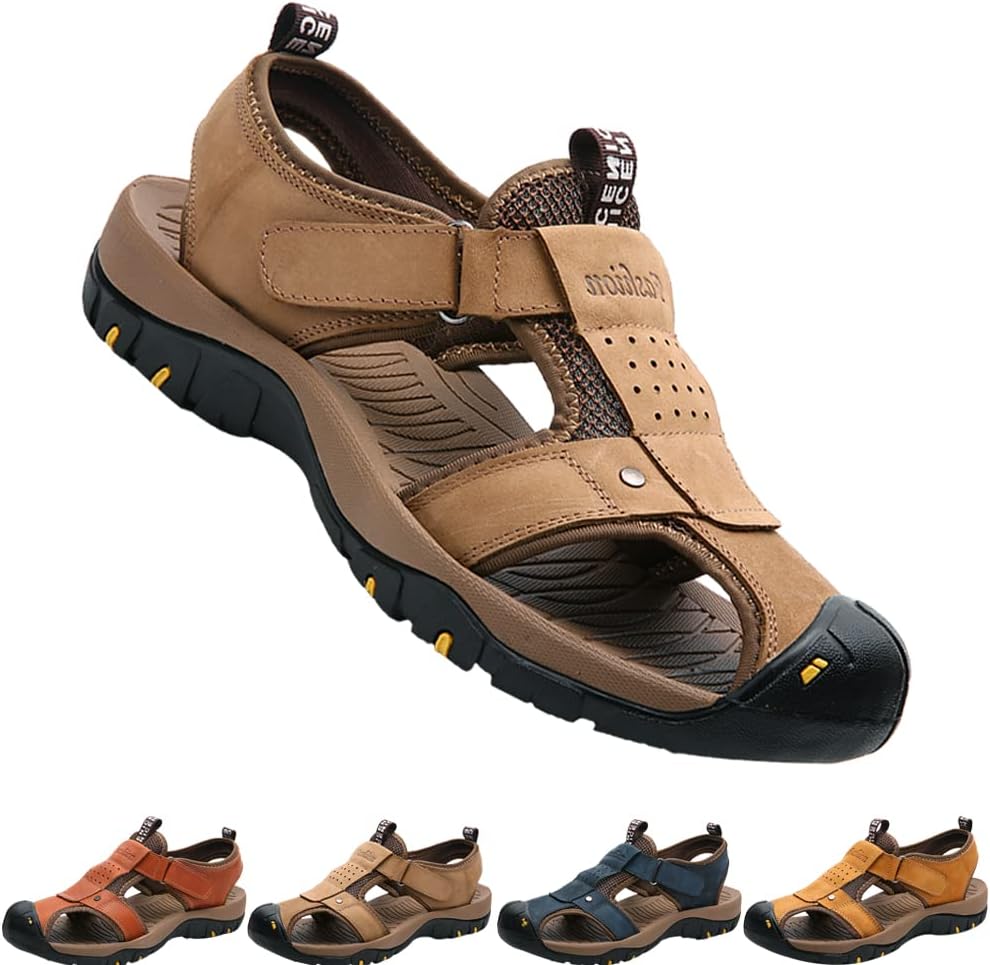 

Мужские походные сандалии для вождения, повседневные спортивные пляжные туфли с закрытым носком, удобные легкие водные сандалии для лета и активного отдыха на улице Generic, хаки