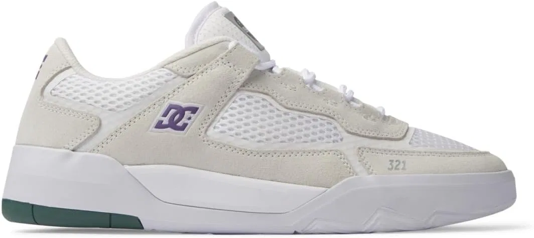 Мужские кожаные скейтерские кроссовки DC Shoes Metric S x Ish, White / Purple — фото 2